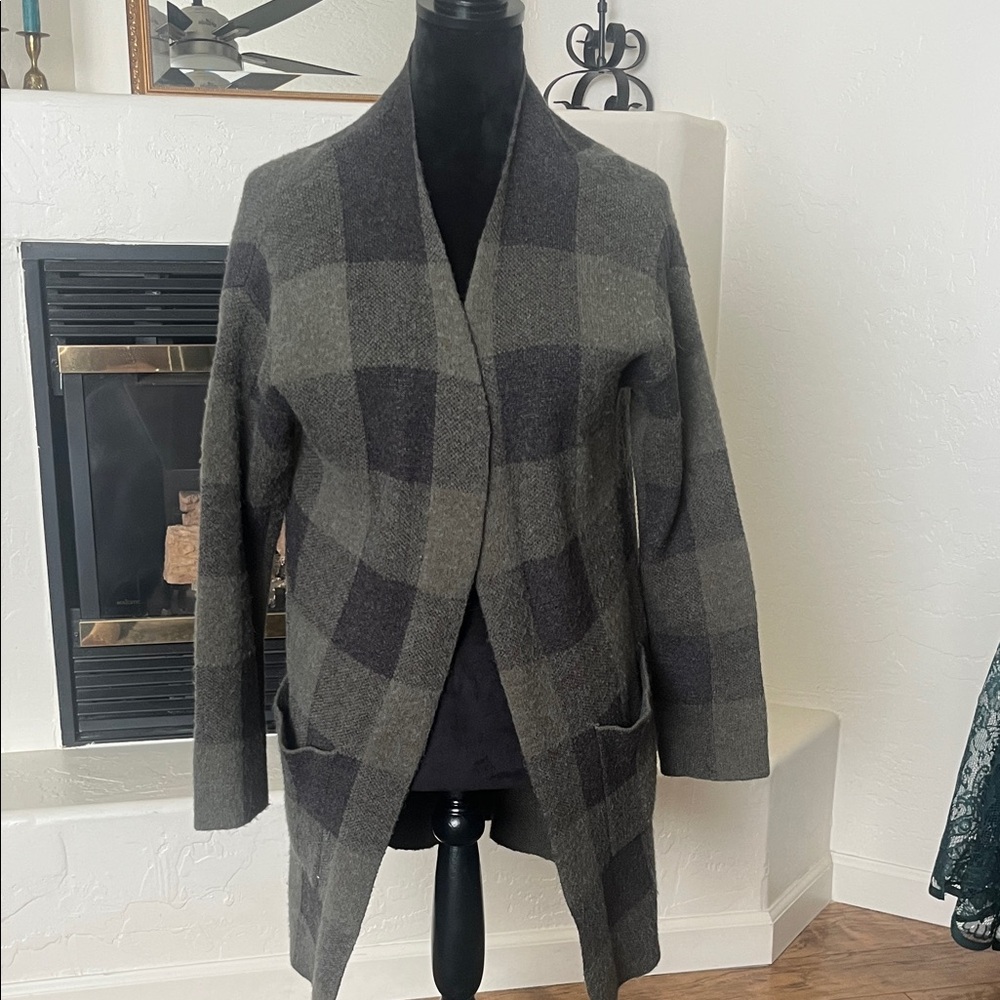 Long Plaid Cardigan